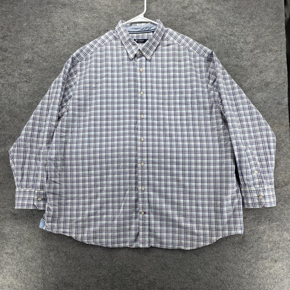 Cremieux Shirt Mens Big 3X White Plaid Long Sleeve Button Up Cotton Classic Fit